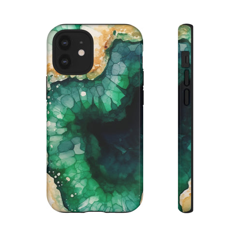 Green Geode in Watercolor - Impact Resistant Phone Case iPhone 12 Mini Glossy